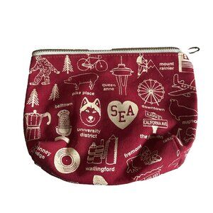 MAPTOTE Seattle Red and White Small Zippered Accessories Bag Case Cosmetics FUN